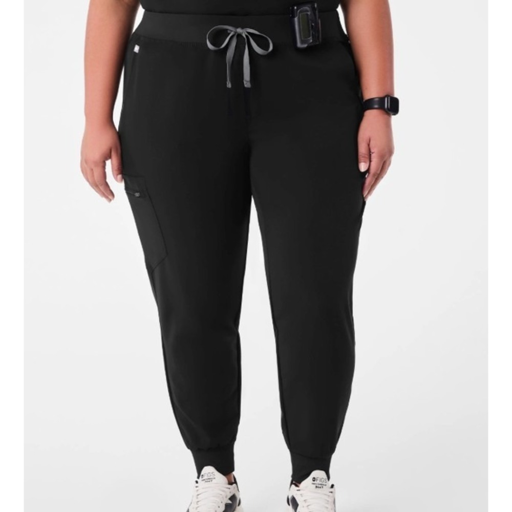 FIGS Zamora Jogger Scrub Pants Women's size XXL Solid Black-Medical Nurse Office